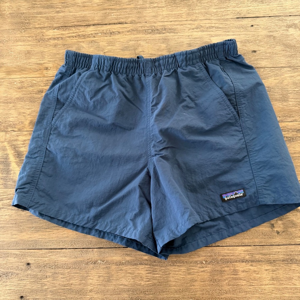Patagonia Baggies 5" Shorts Mens Small Navy Blue Recycled Nylon NetPlus P-6 Logo